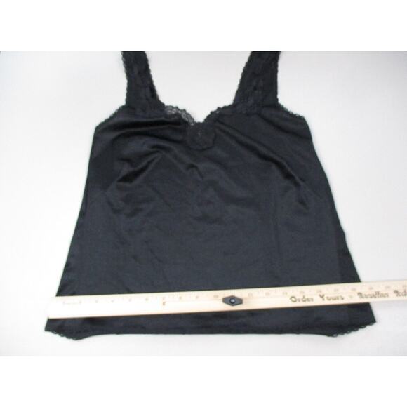 VINTAGE Satin Camisole Top Women 34 Medium Black Satin Lace Lingerie Warners USA - Picture 9 of 12
